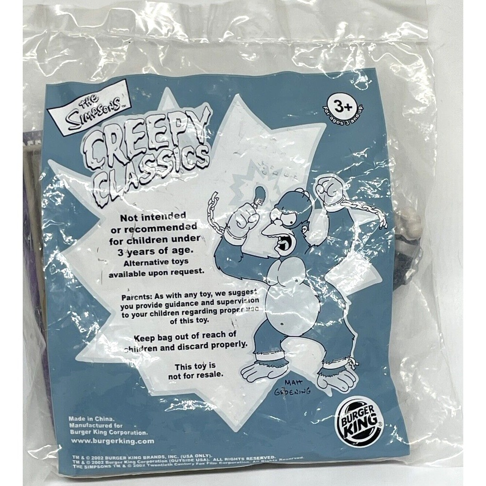Vintage The Simpsons Homer Creepy Classics Burger King Toy 2002 SEALED